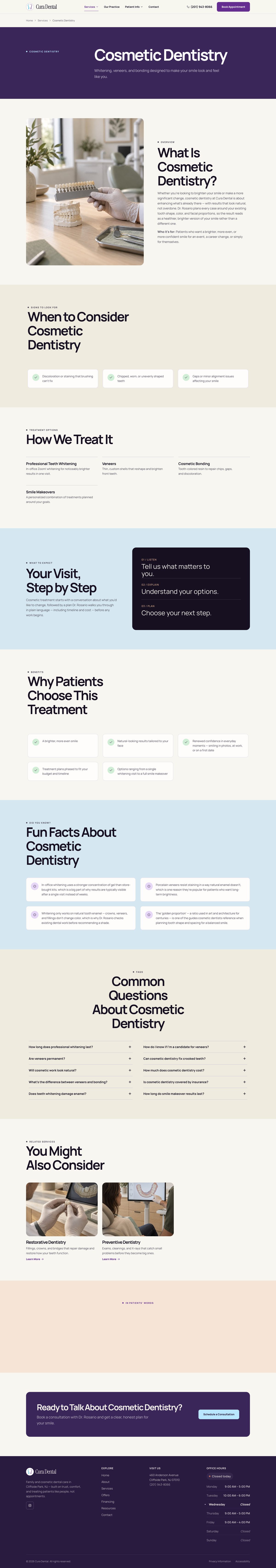 Cosmetic Dentistry service page — full length