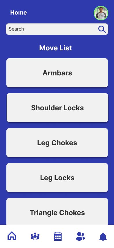 Move list by technique type